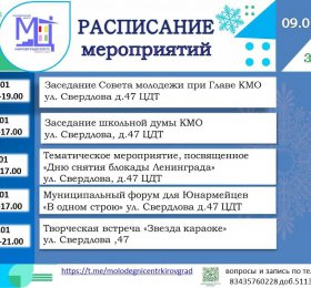 Расписание мероприятий Молодежного центра - январь,2025